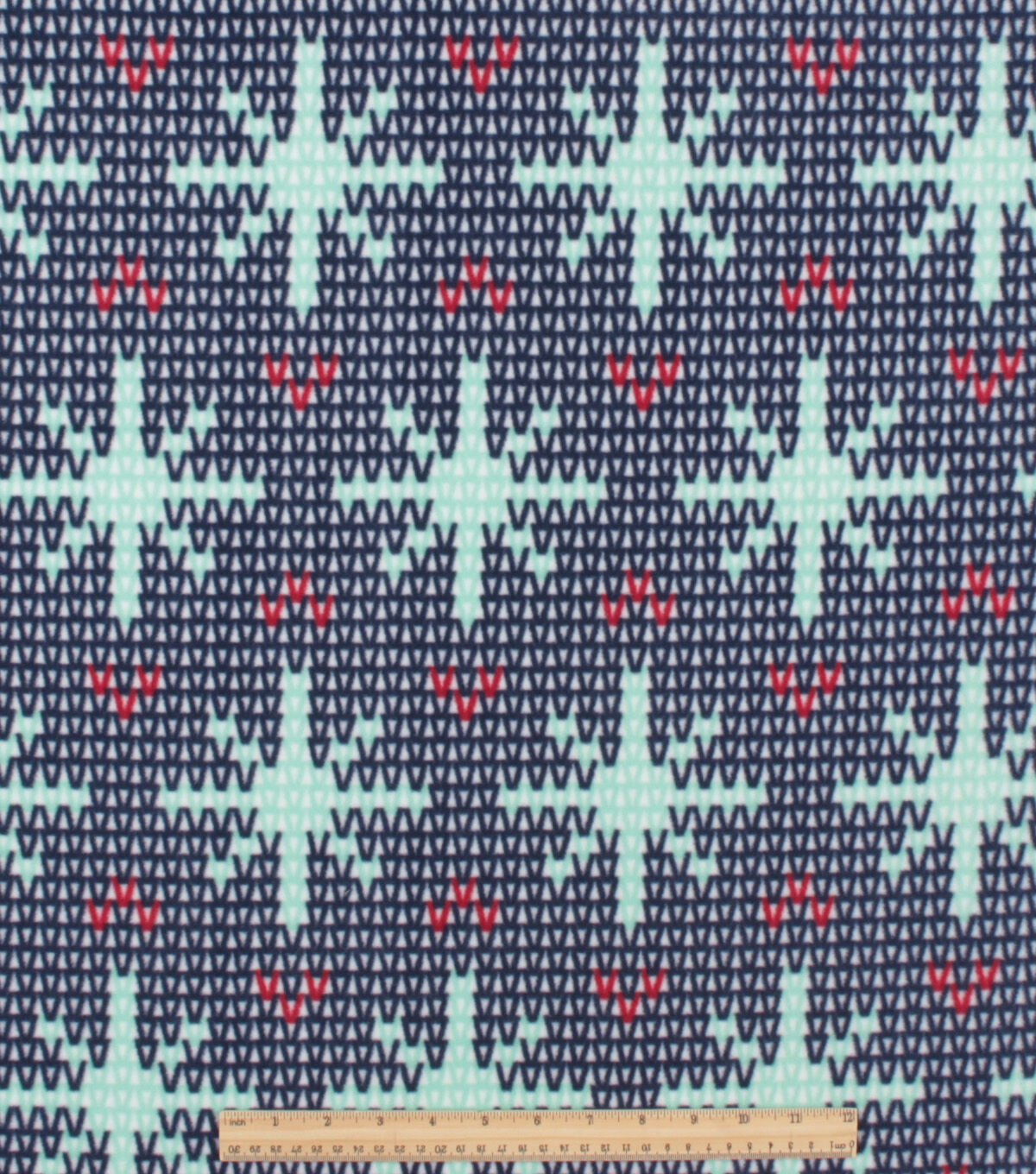 Blue Snowflakes Knit Anti Pill Fleece Fabric