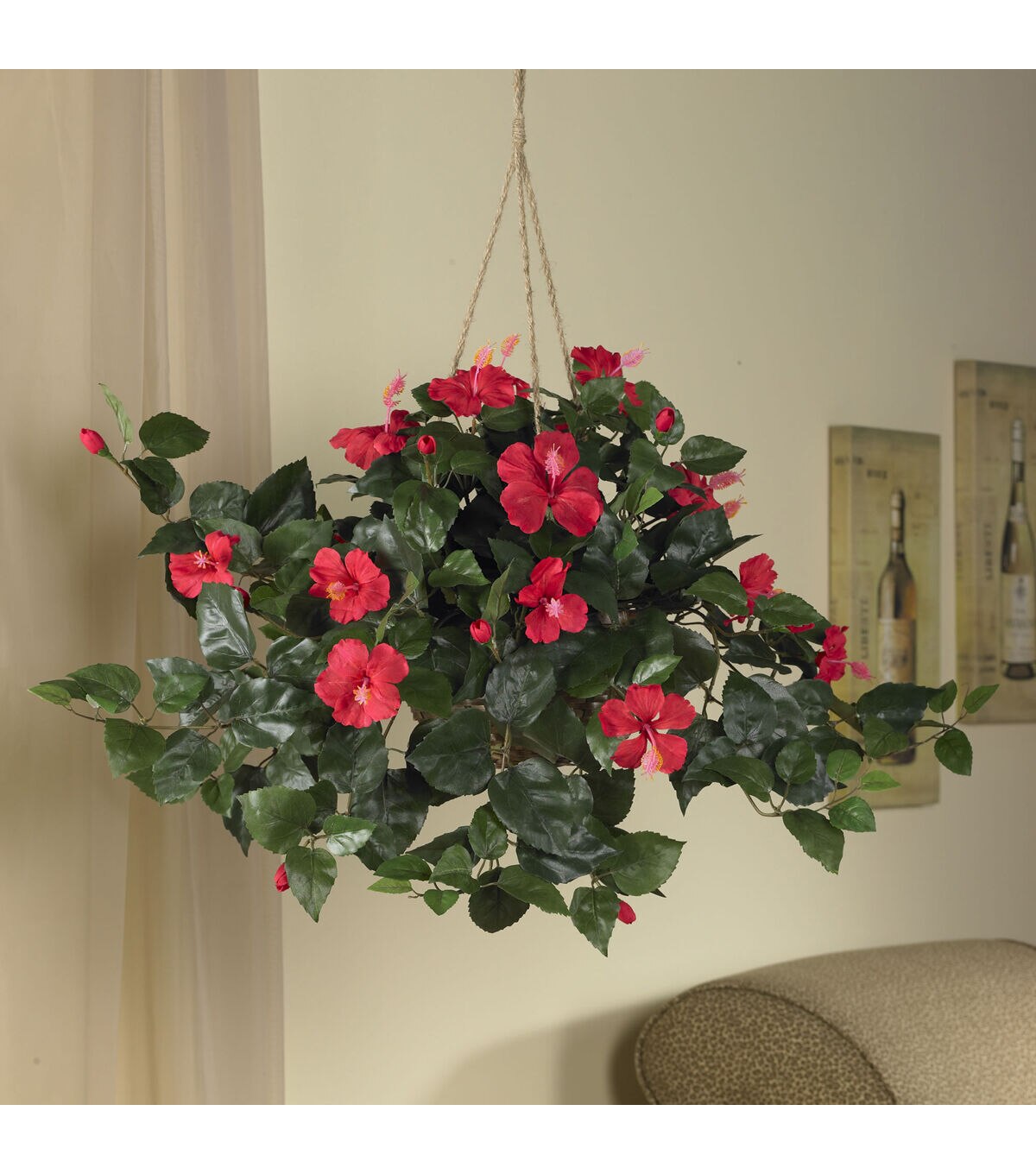 Nearly Natural Hibiscus Hanging Basket