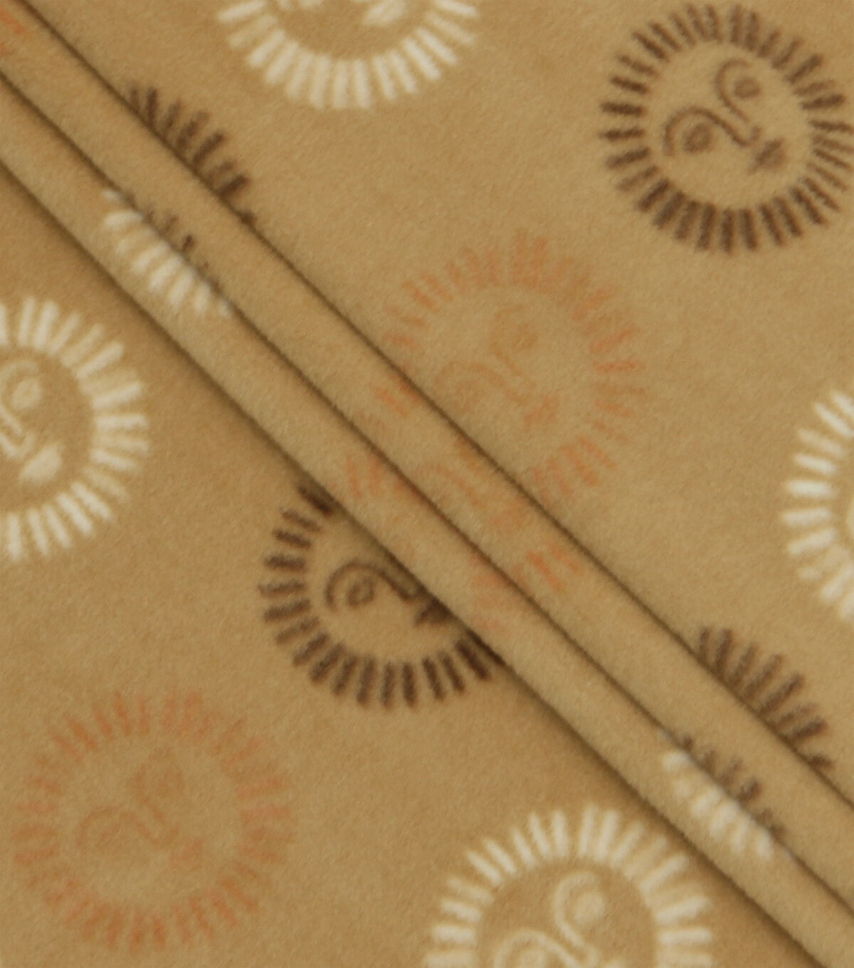 Suns on Brown Anti Pill Fleece Fabric