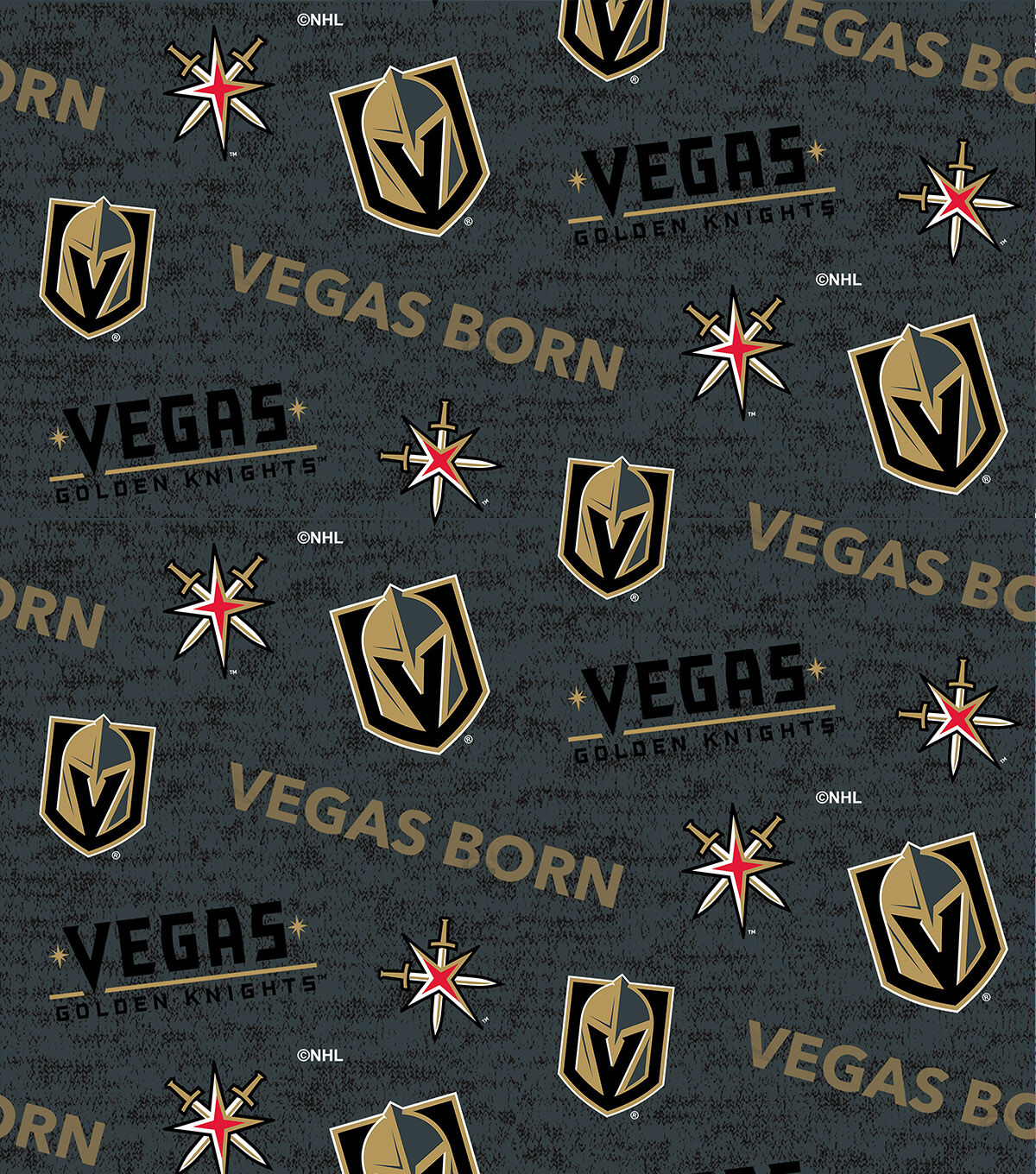 Las Vegas Golden Knights Fleece Fabric Vegas Born Allover
