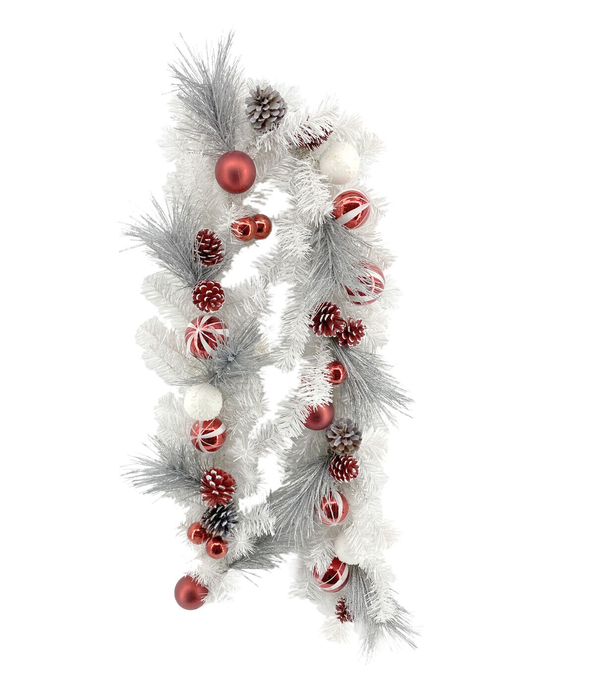 Holiday Red & White Bauble & Pine Coordinating Wreath & Garland