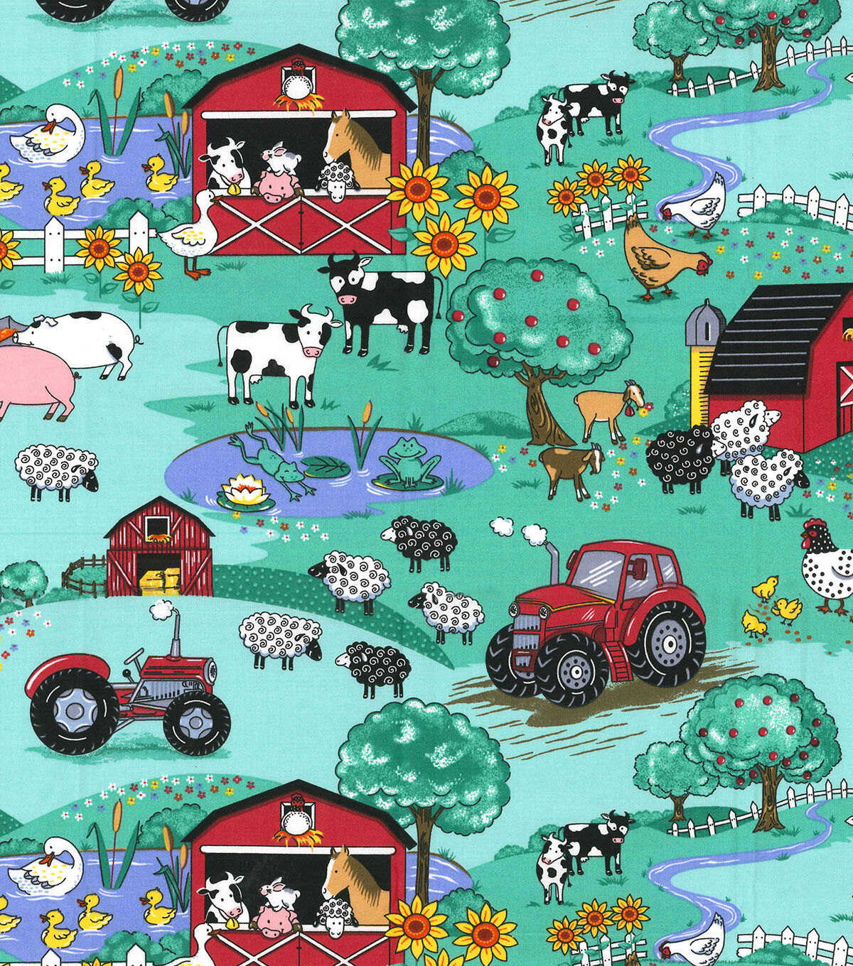Fabric Traditions Novelty Cotton Fabric Country Farm Scene