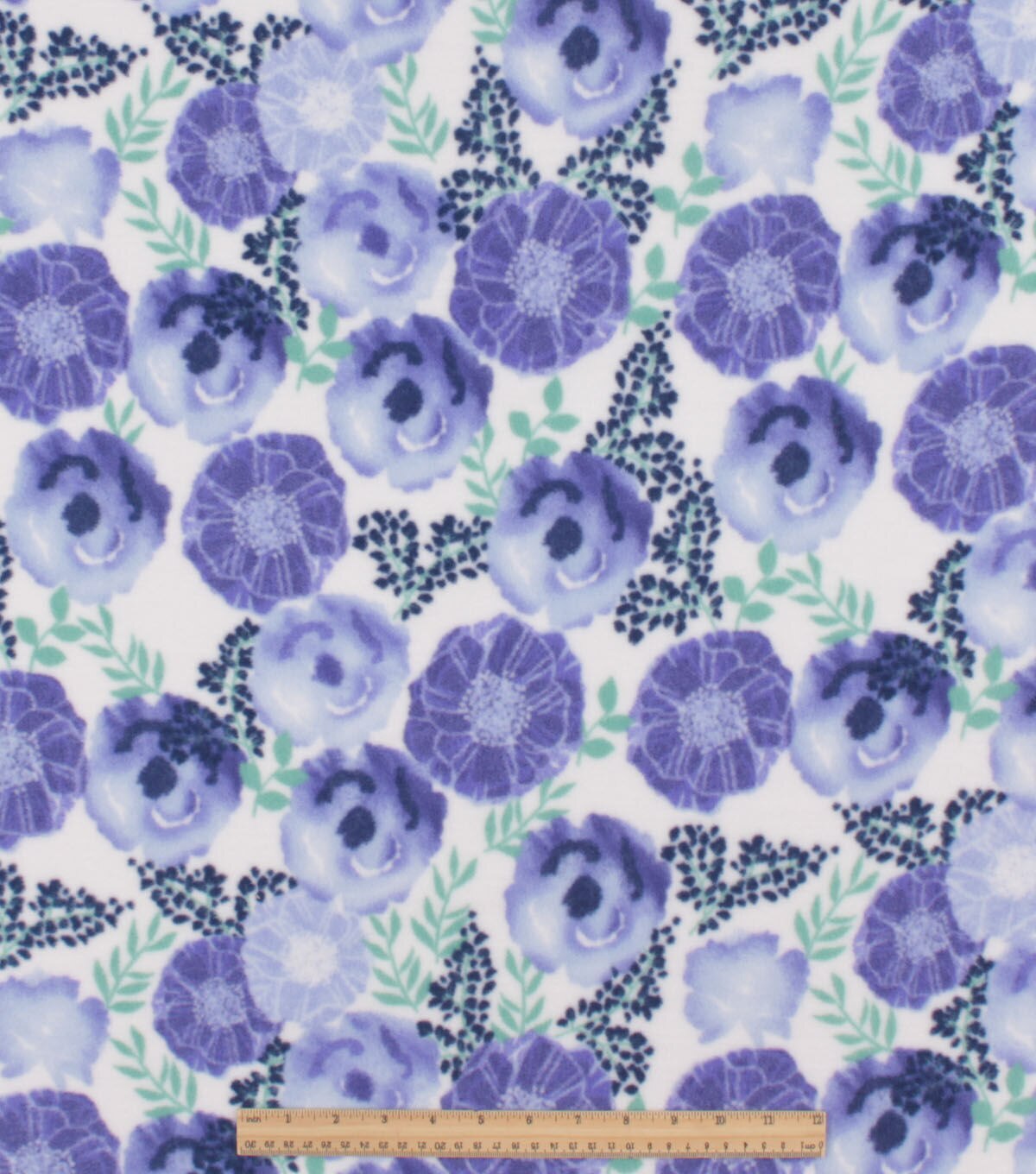 Purple Floral Watercolor Anti Pill Plush Fleece Fabric