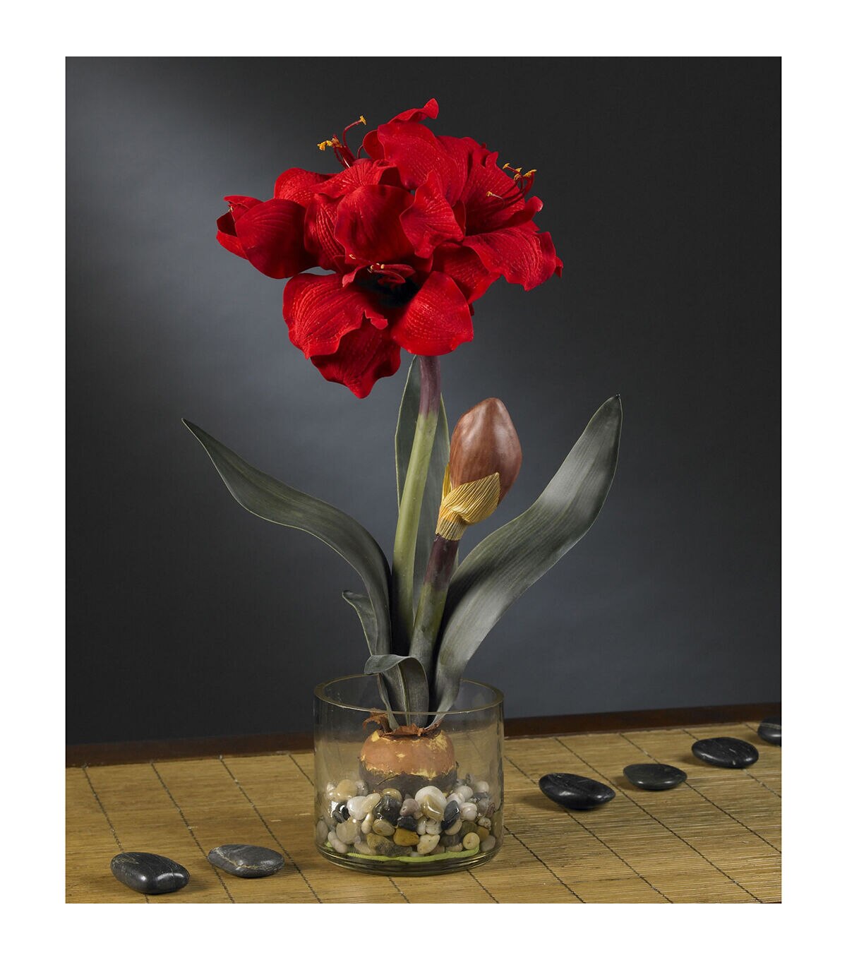 Nearly Natural Amaryllis with Round Vase
