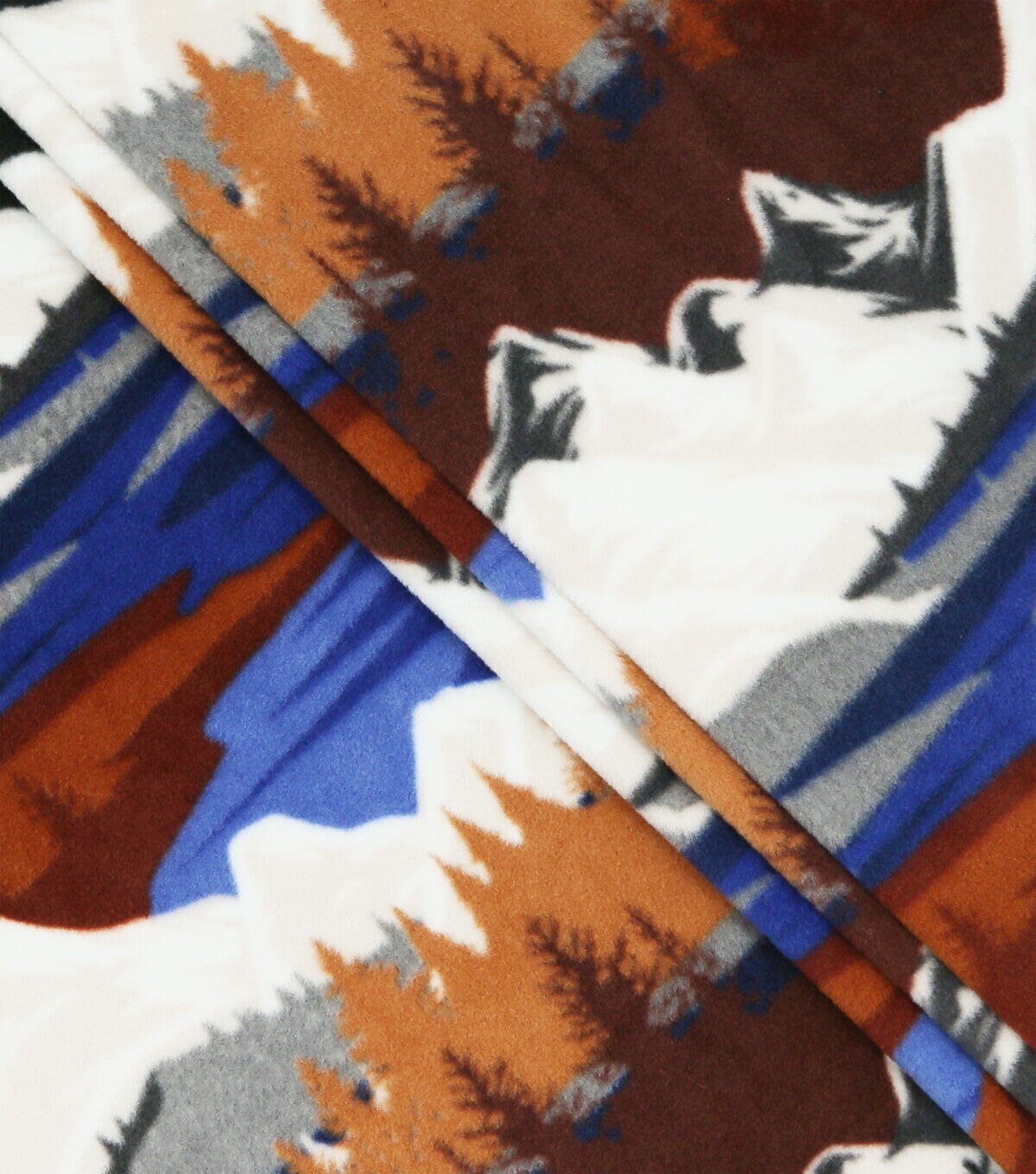 Mountain Landscape on Red Anti Pill Fleece Fabric