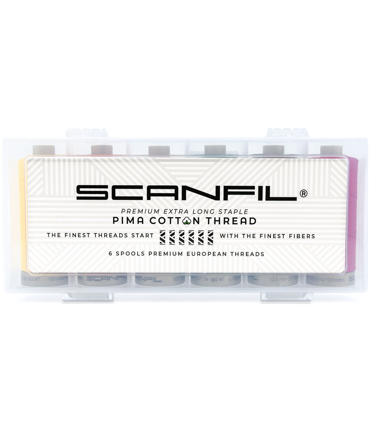 SCANFIL Pima Cotton 50 Wt Thread 1200 Yds 6ct and Storage Box Harvest