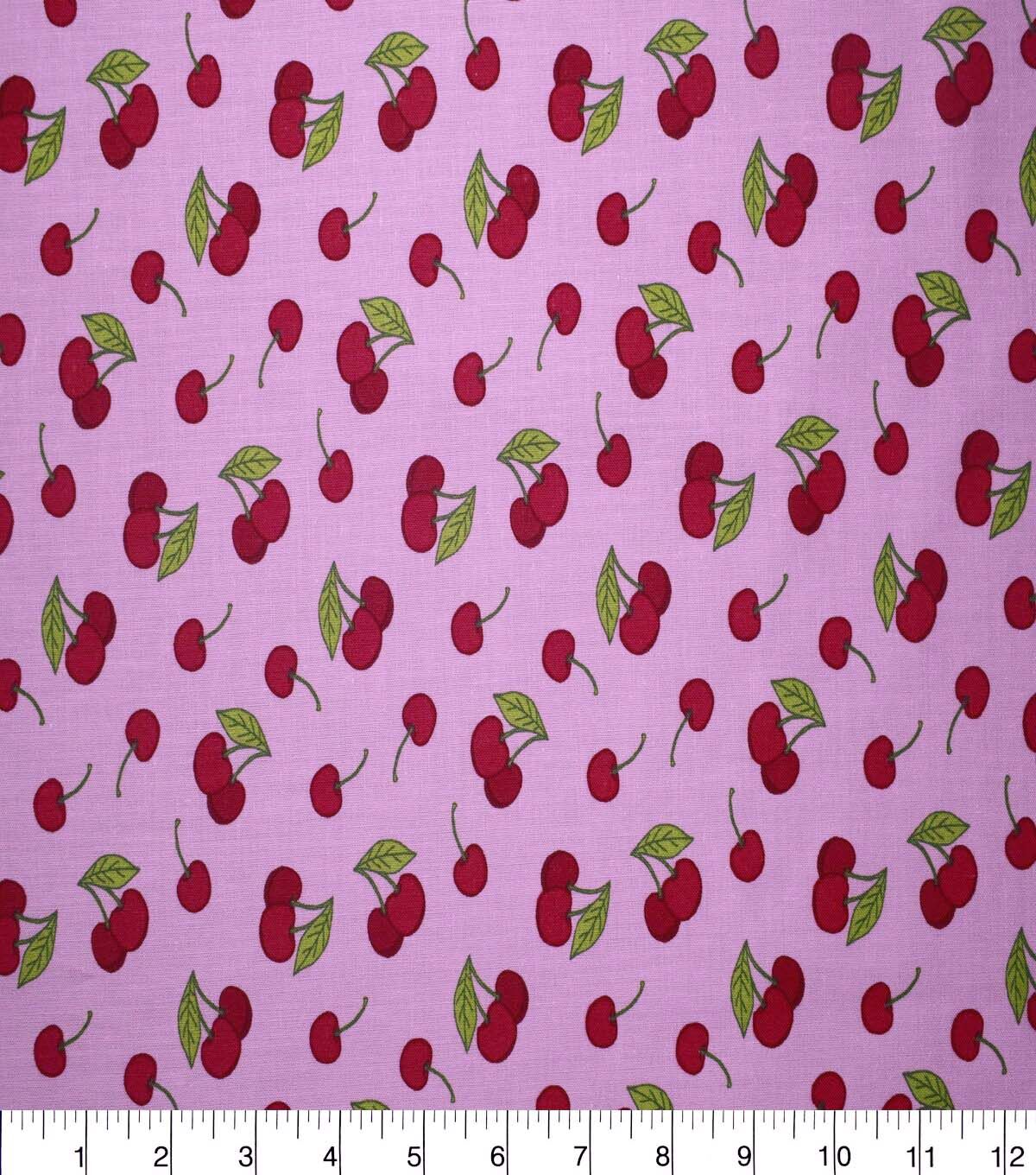 Cherries on Pink Cotton Fabric by Quilter's Showcase