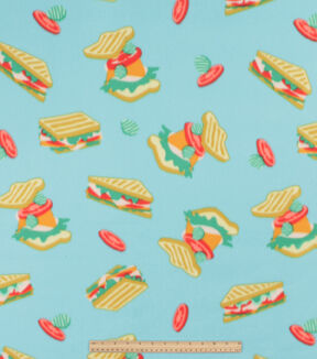 Sandwiches On Blue Blizzard Fleece Fabric