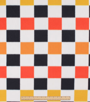 Gradient Checkerboard On White Blizzard Fleece Fabric