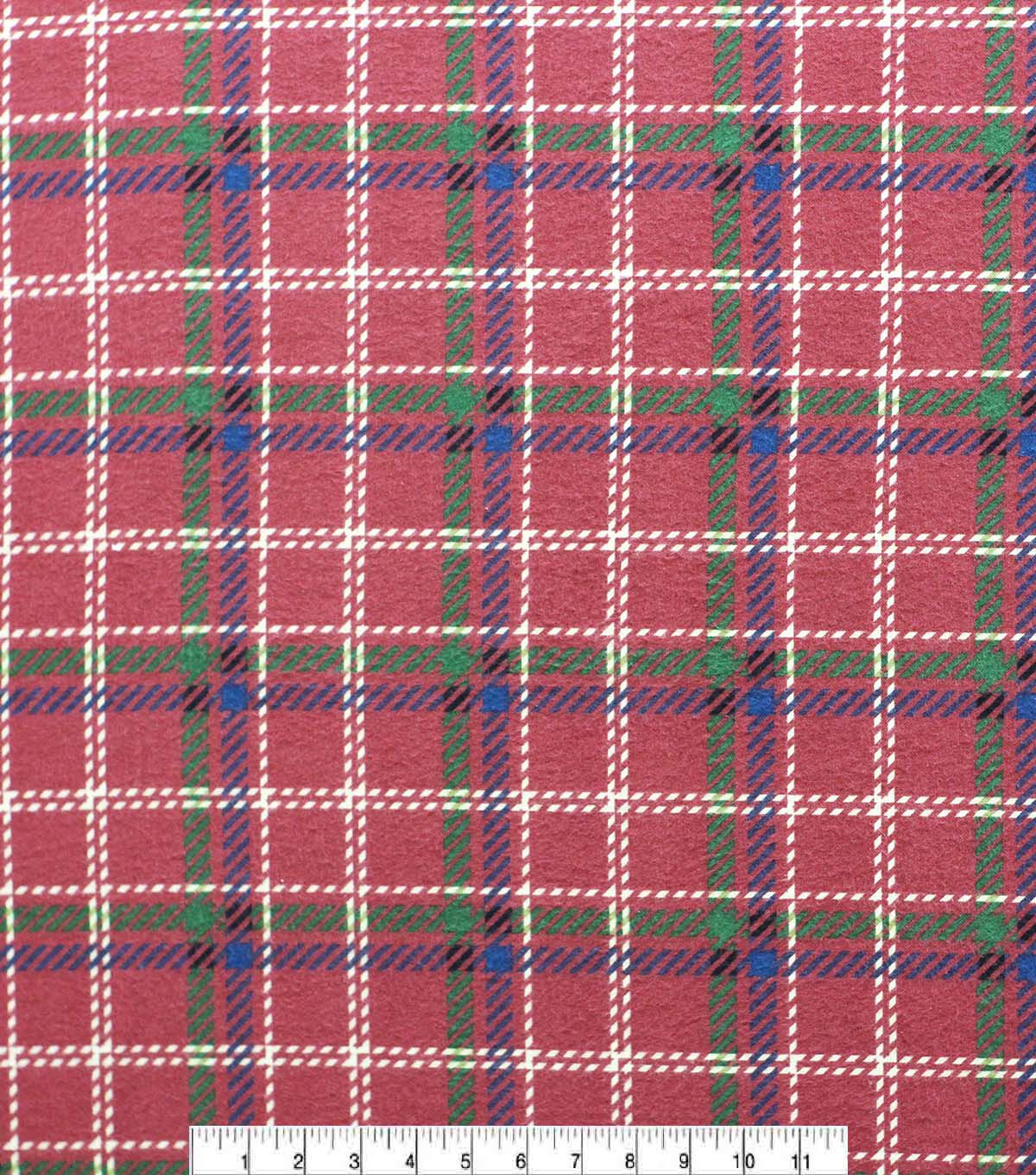 Dotted Plaid on Red Super Snuggle Christmas Flannel Fabric