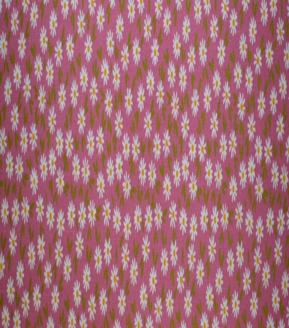 White Packed Ditsy Floral on Pink Cotton Fabric by Quilter's Showcase
