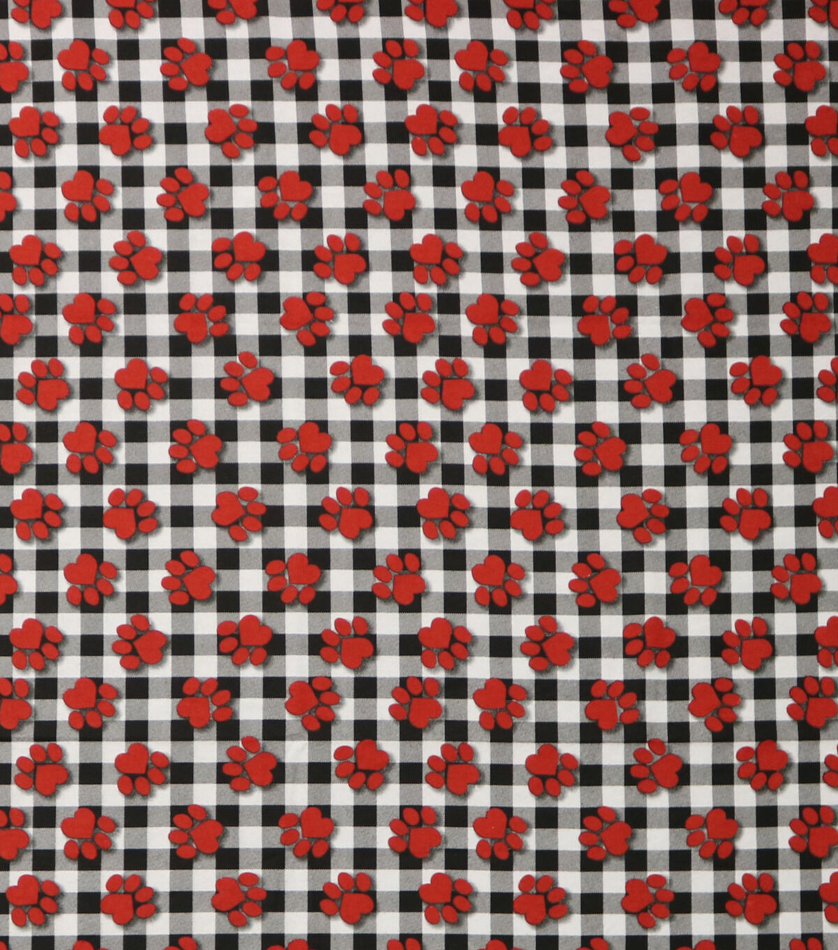 Paw Prints On Buffalo Check Super Snuggle Flannel Fabric
