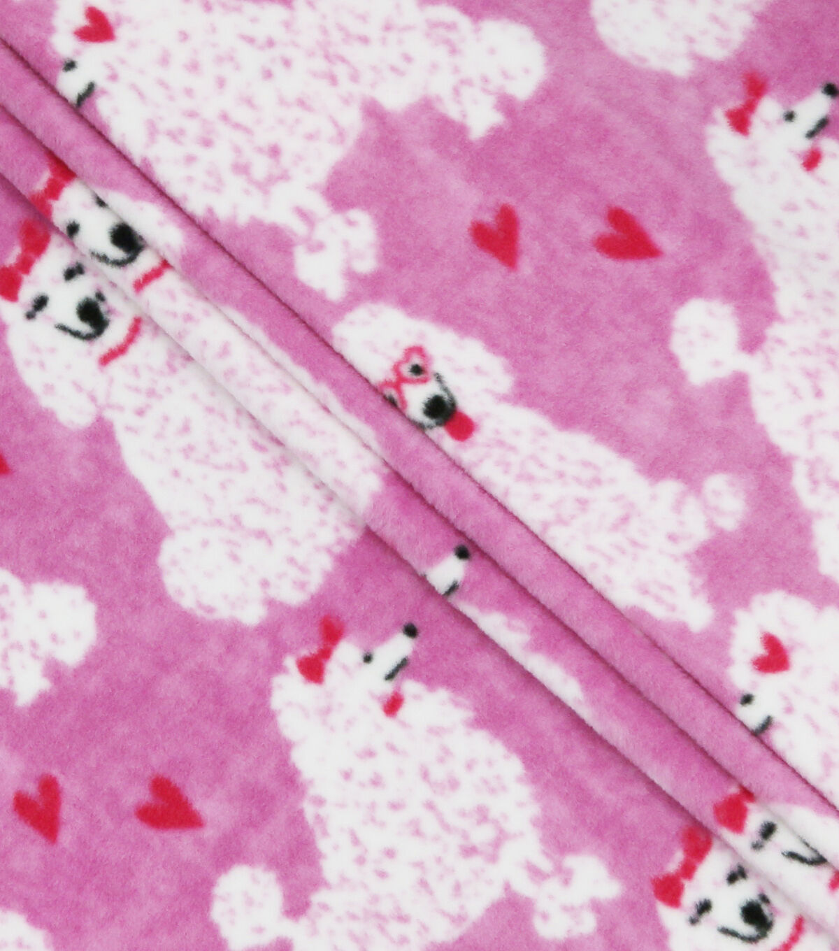 Poodles & Hearts on Pink Anti Pill Fleece Fabric