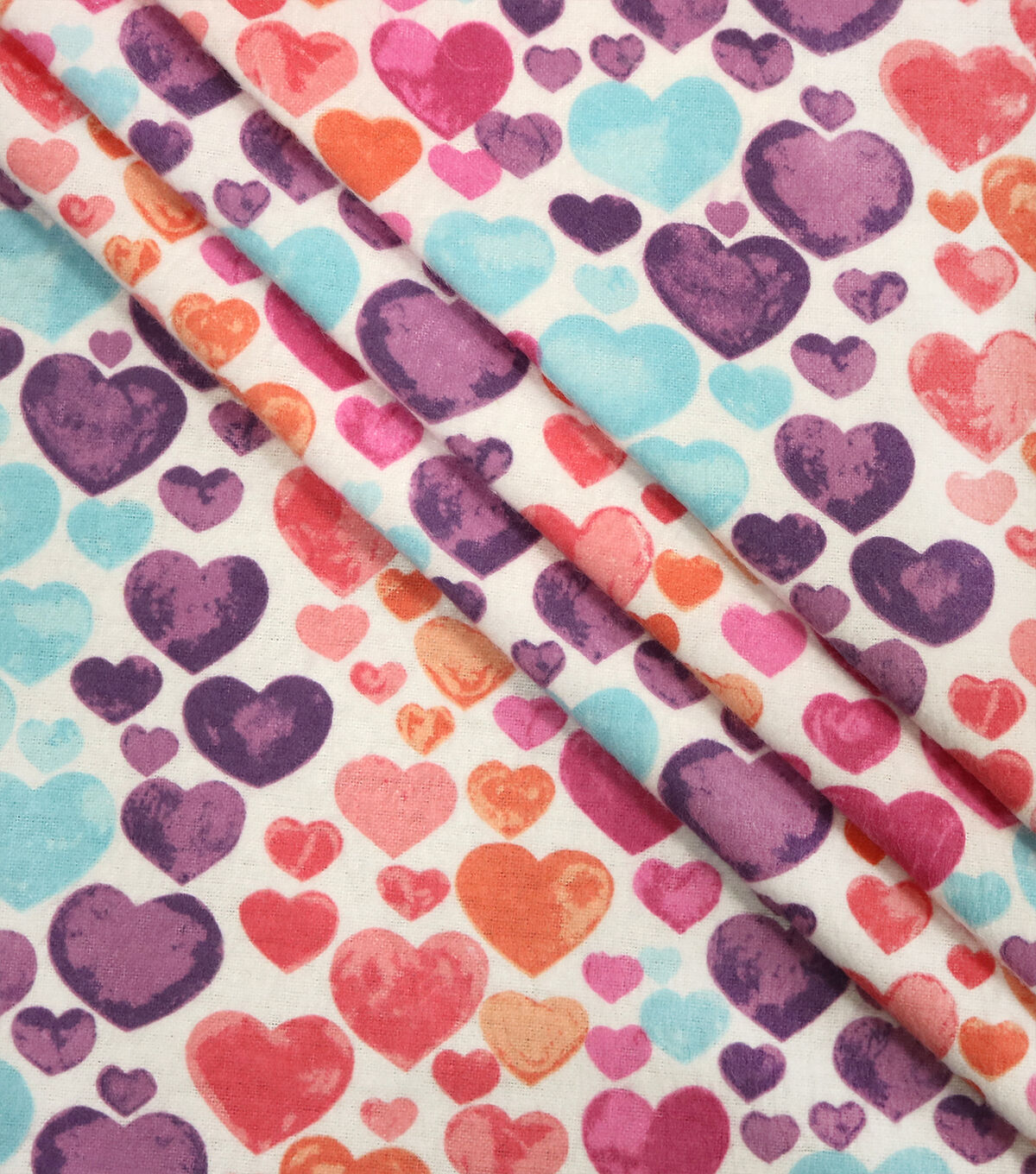 Watercolor Hearts Pink Purple Super Snuggle Flannel Fabric