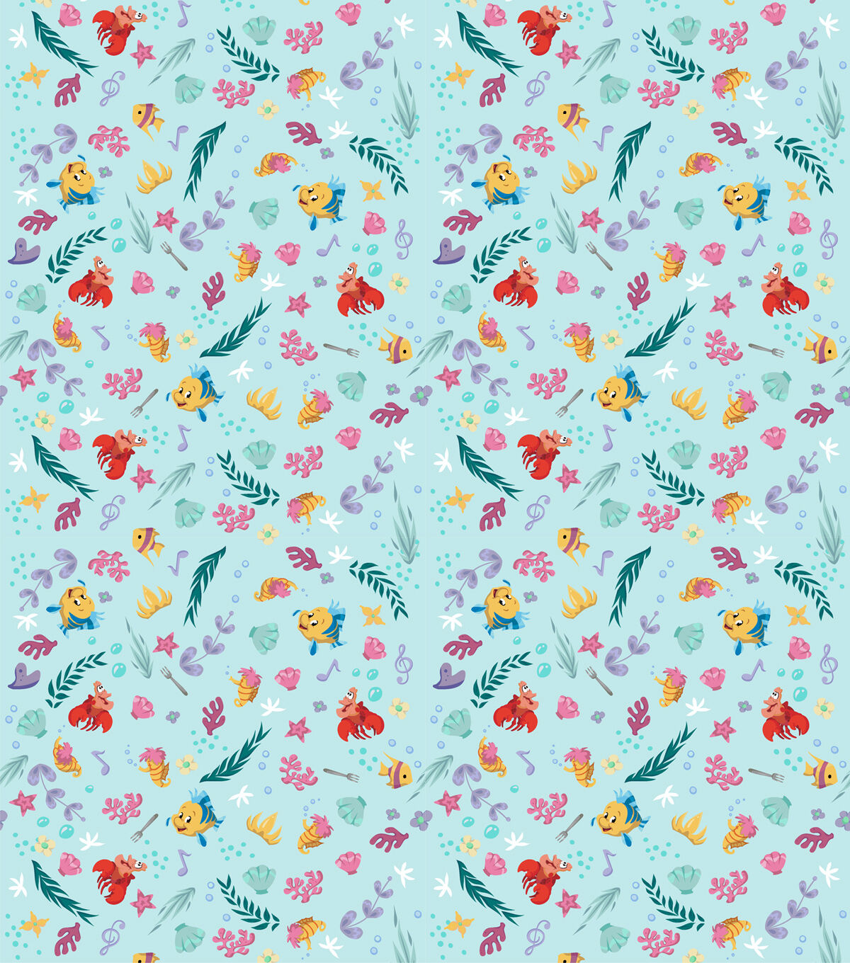 Little Mermaid Friends Disney Cotton Fabric