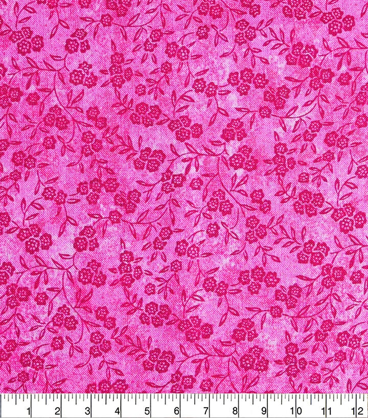 Pink Floral Vines Cotton Fabric by Keepsake Calico