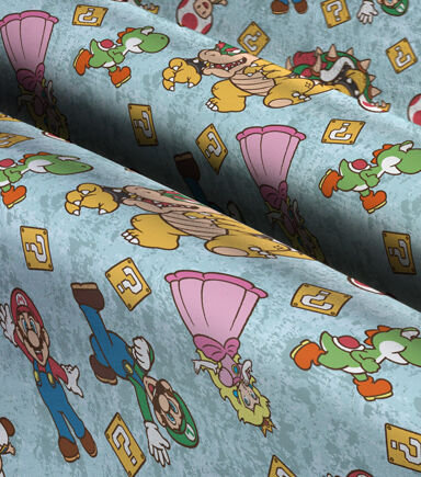 Mario Retro Group Pop Culture Cotton Fabric