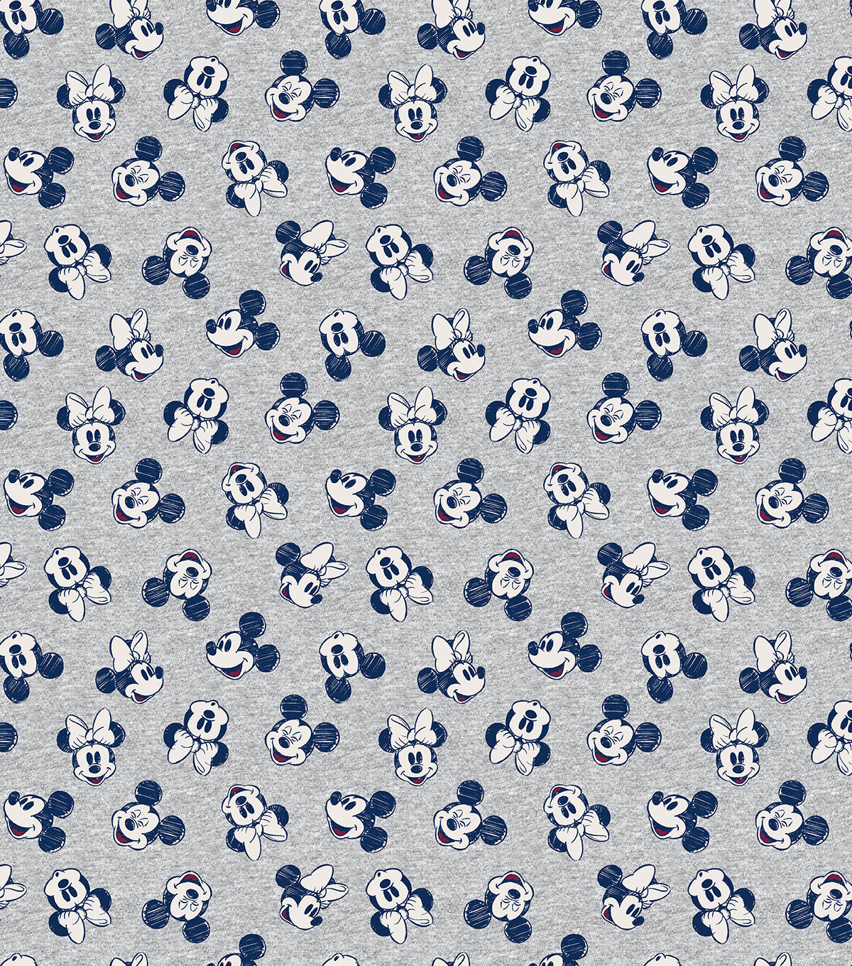 Disney Cotton Fabric Mickey and Minnie Heathered Toss