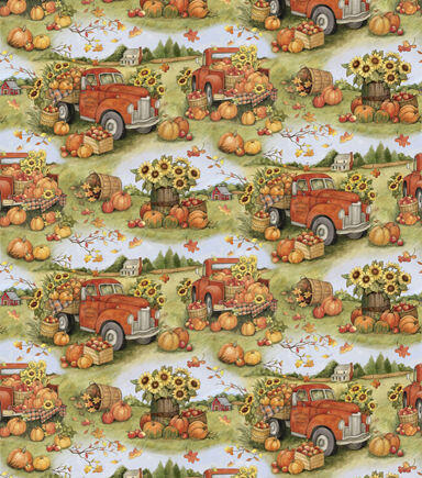 Susan Winget Pumpkin Truck Fall Cotton Fabric