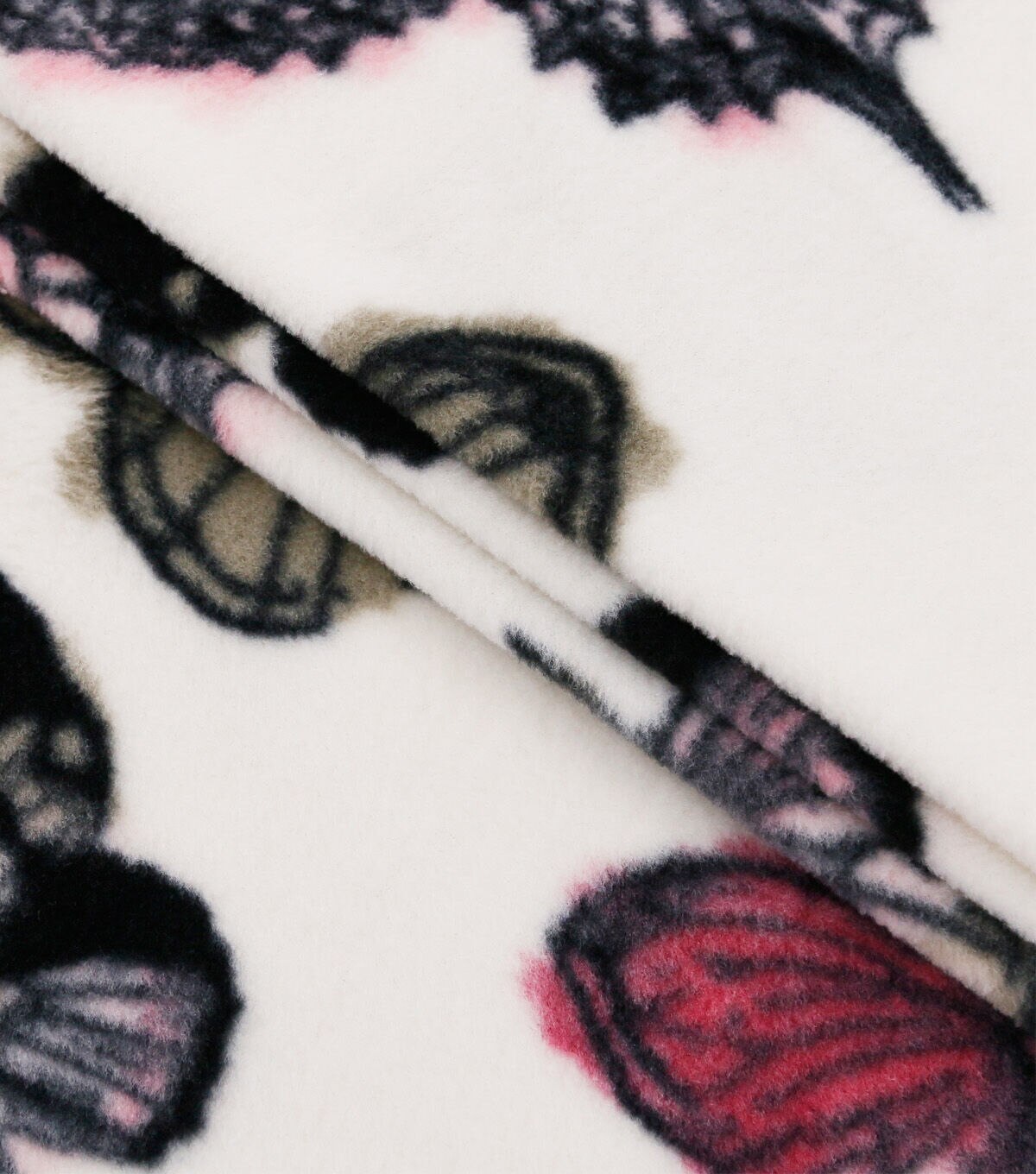 Watercolor Butterflies on White Anti Pill Fleece Fabric