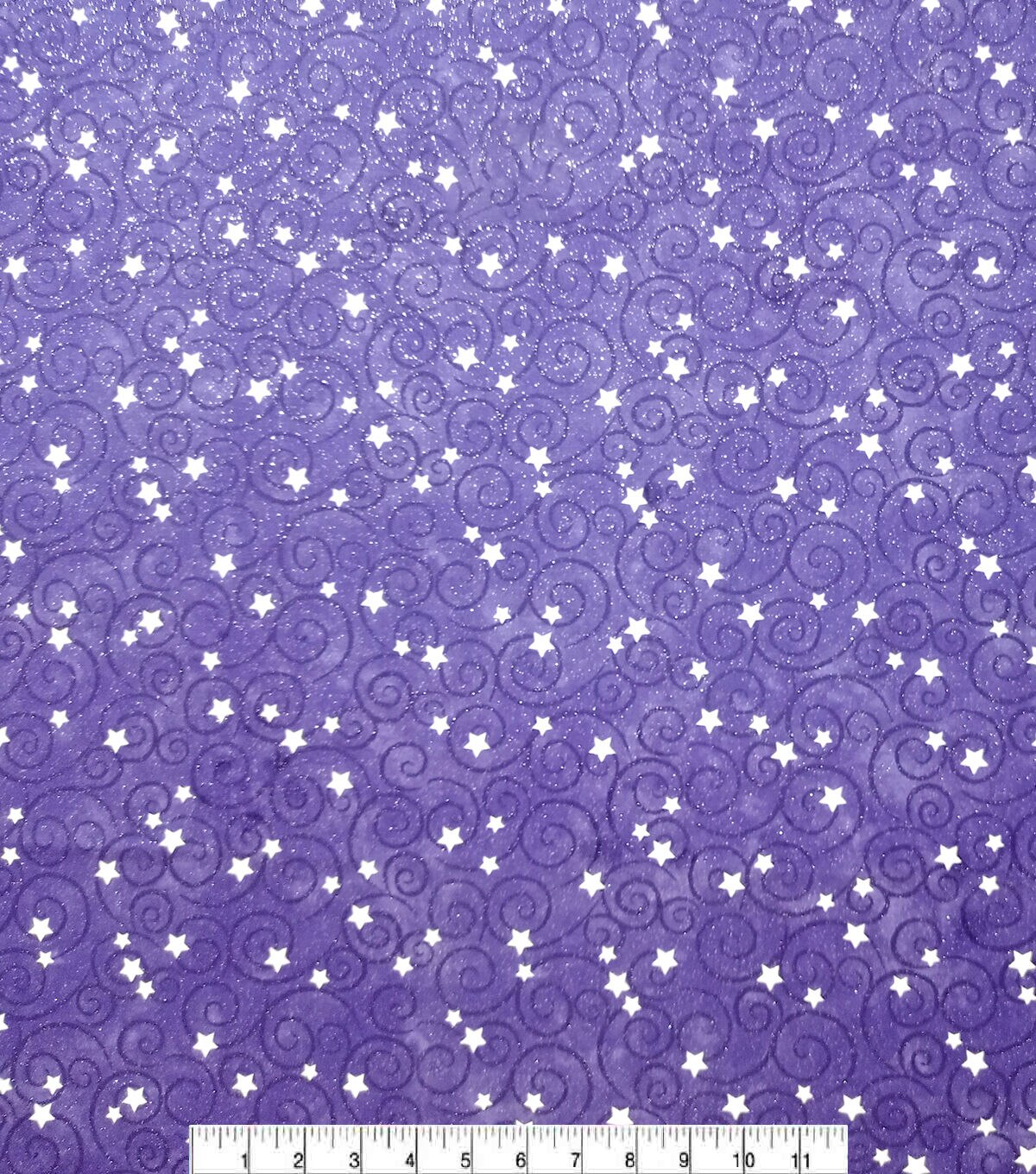Stars on Swirls Dark Blue Glitter Cotton Fabric by Keepsake Calico