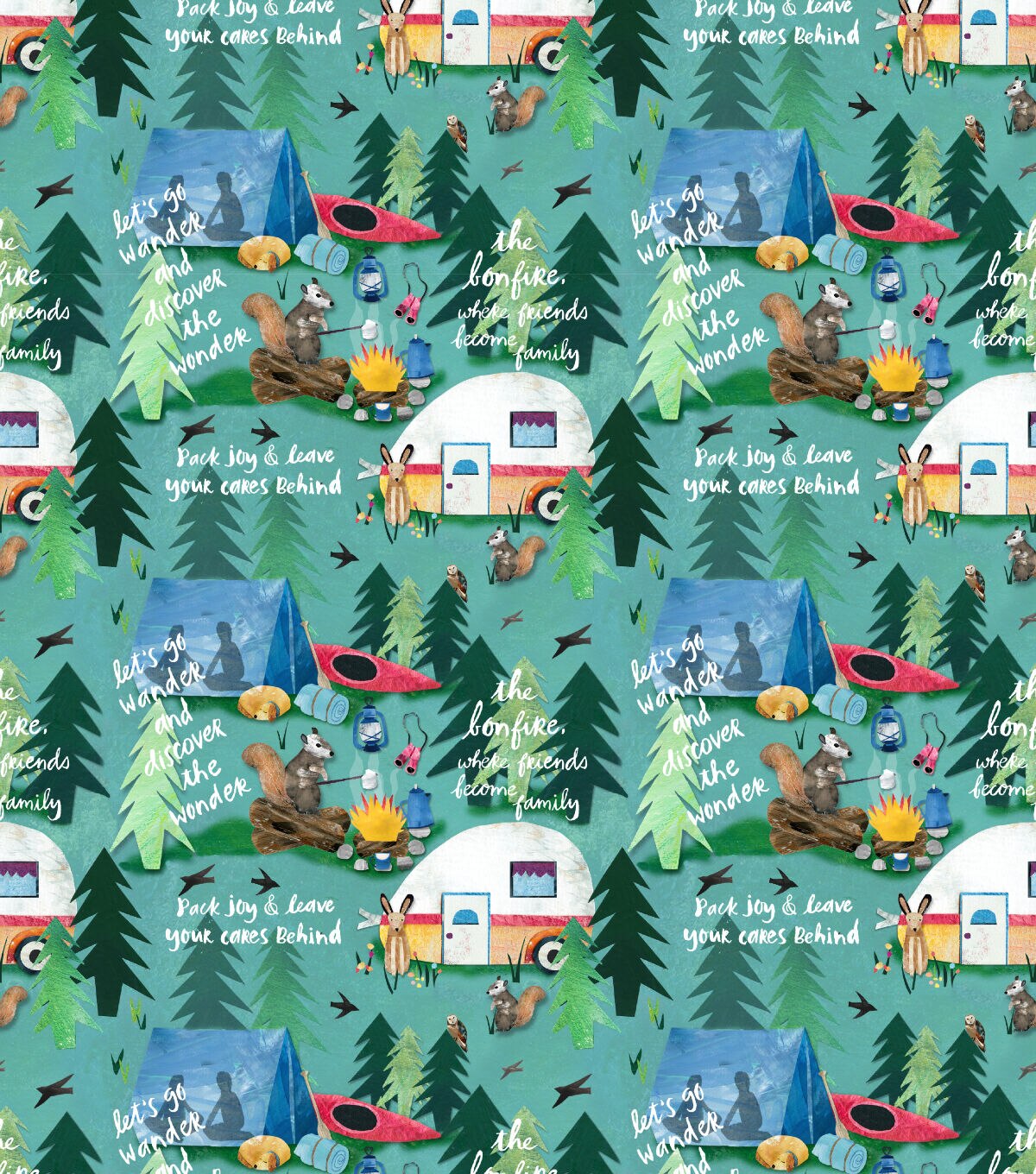 Springs Creative Camping Joy Novelty Print Cotton Fabric