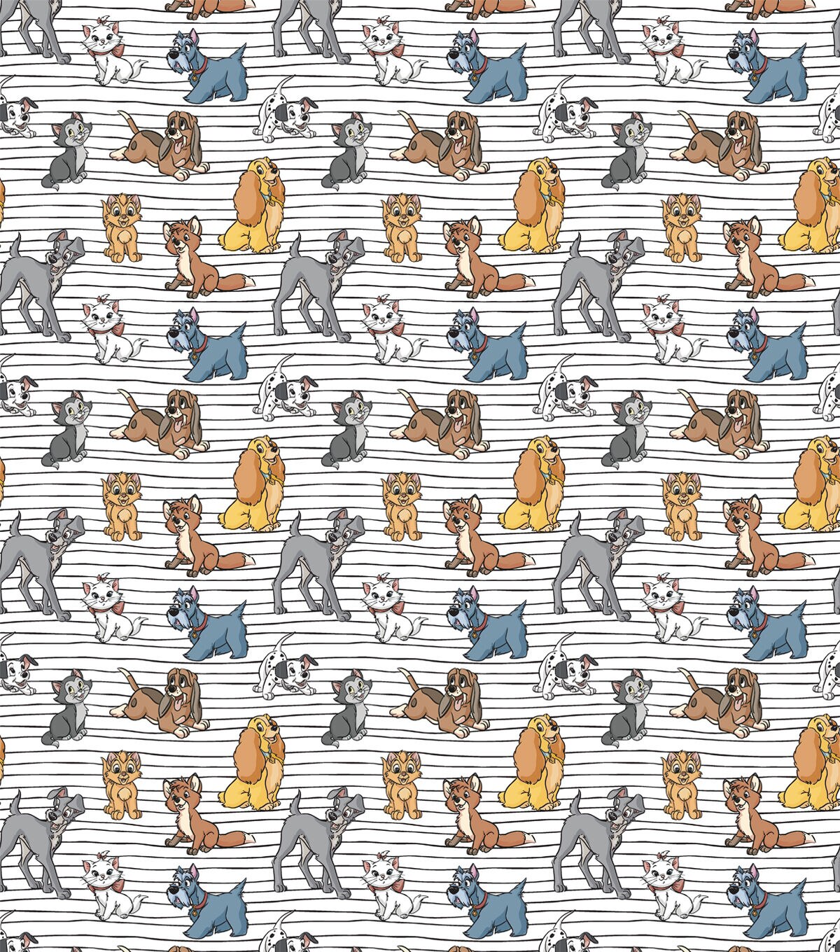 Cats Dogs Line Pack Disney Cotton Fabric