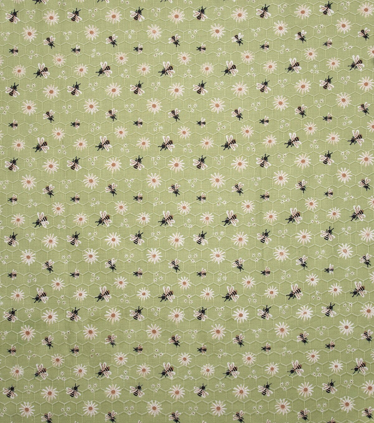 Daisies & Bees on Green Honeycomb Quilt Cotton Fabric by Keepsake Calico
