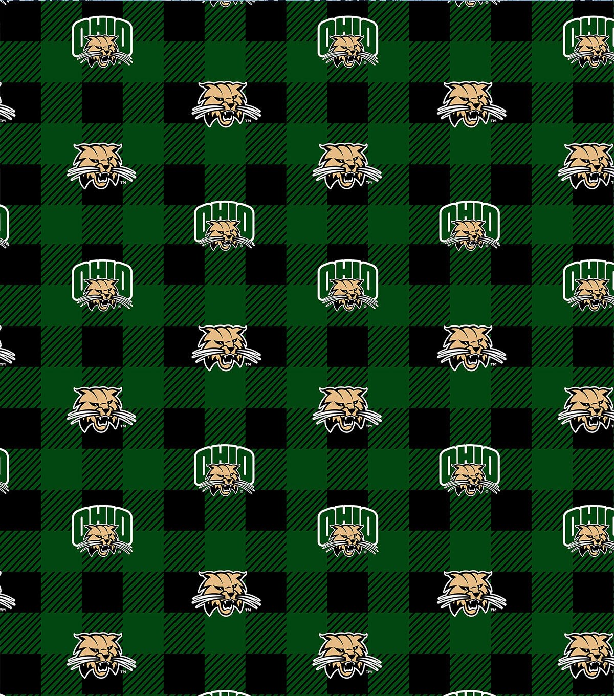 Ohio University Bobcats Fleece Fabric Buffalo Check