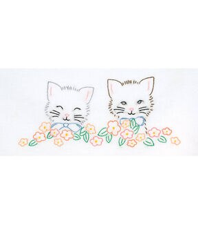 Jack Dempsey Needle Art Kittens Stamped Perle Edge Pillowcases 2pk