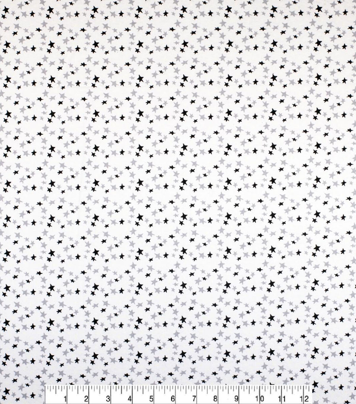 Glow in the Dark Flannel Fabric Stars on White