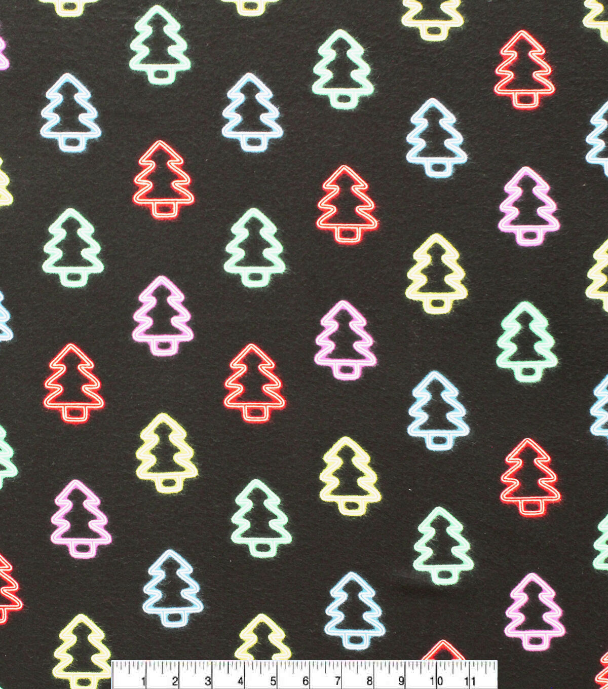 Multicolor Trees Super Snuggle Christmas Flannel Fabric