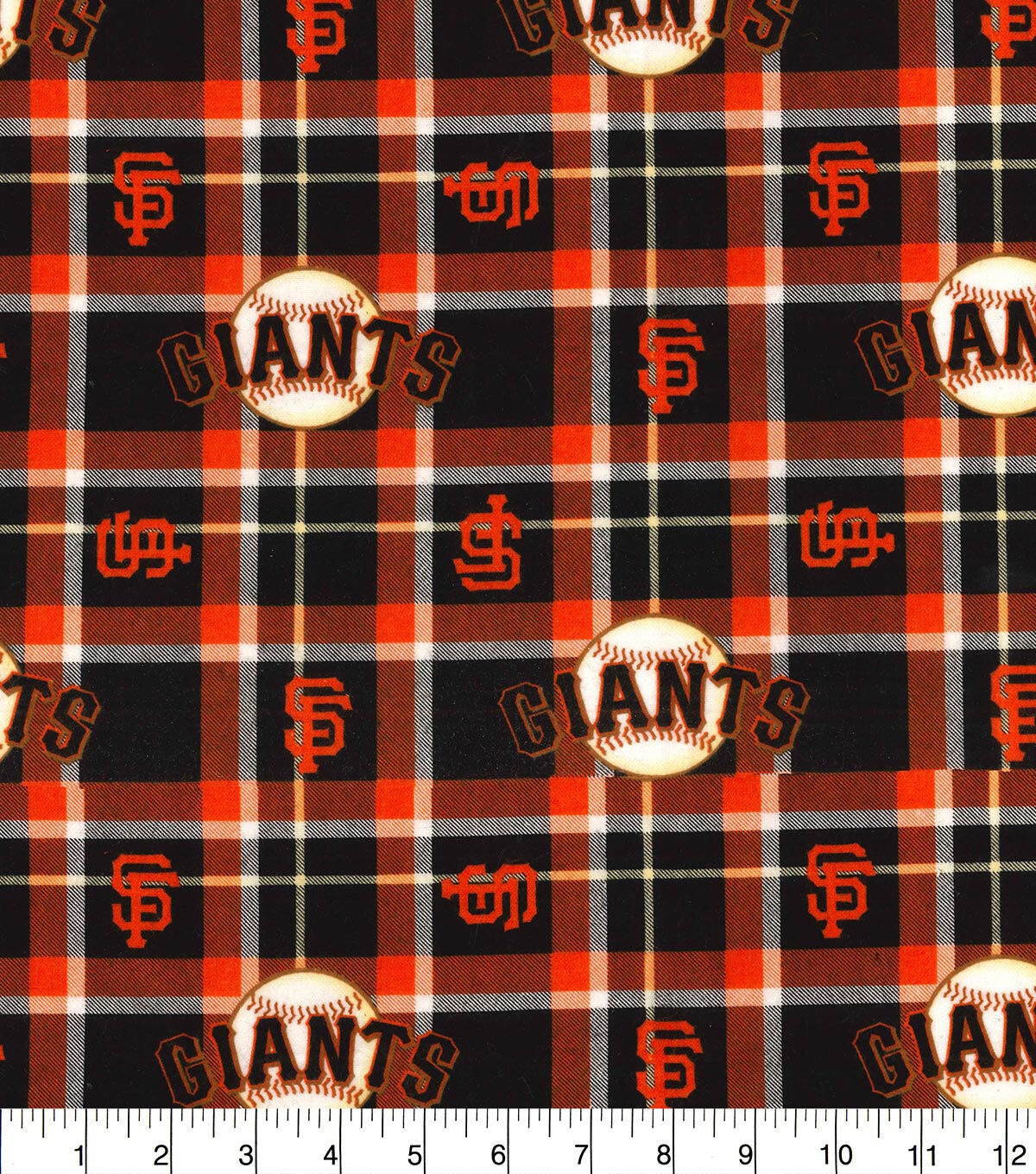 Fabric Traditions San Francisco Giants MLB Plaid Flannel Fabric