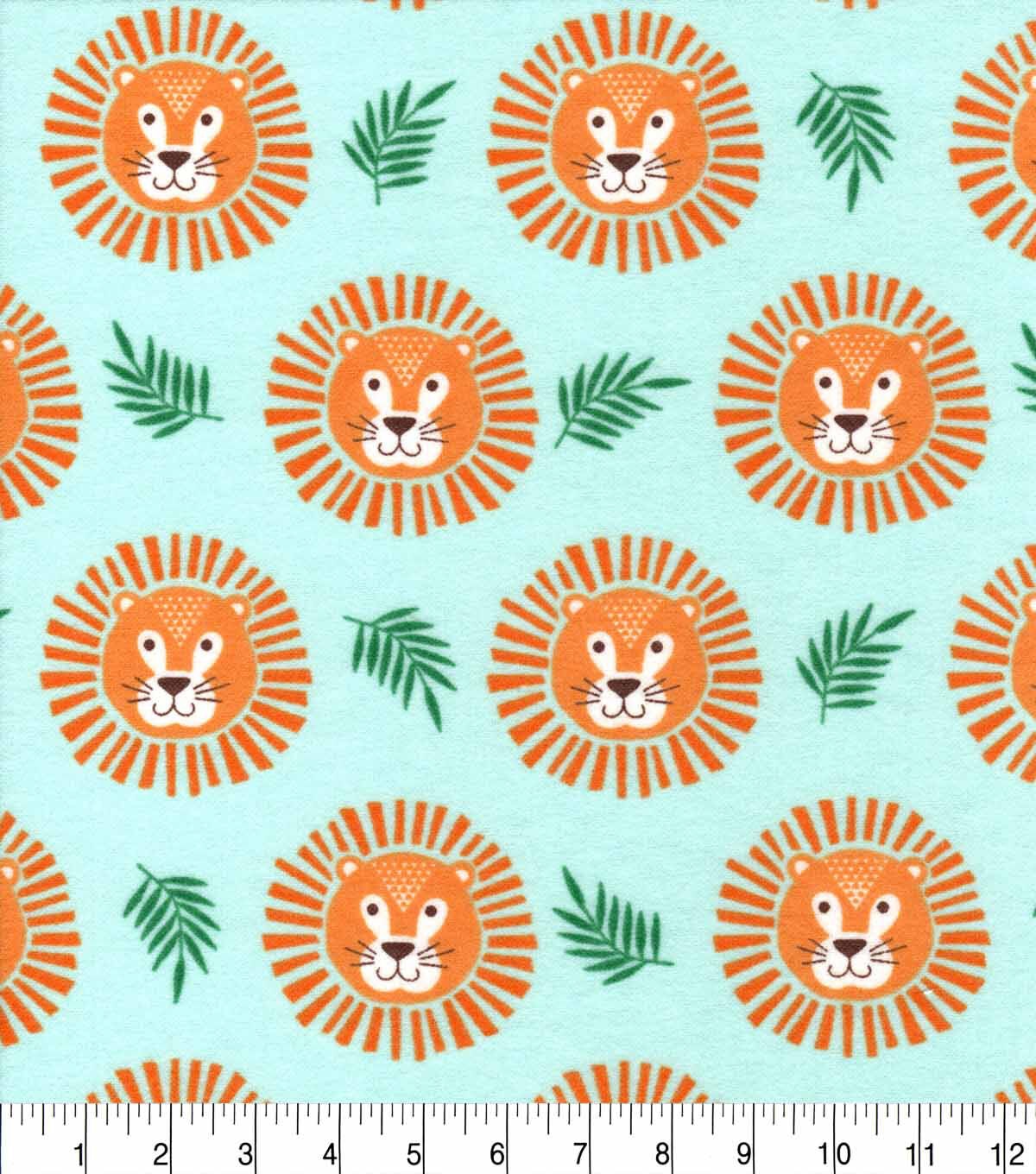 Super Snuggle Flannel Fabric Lion Faces