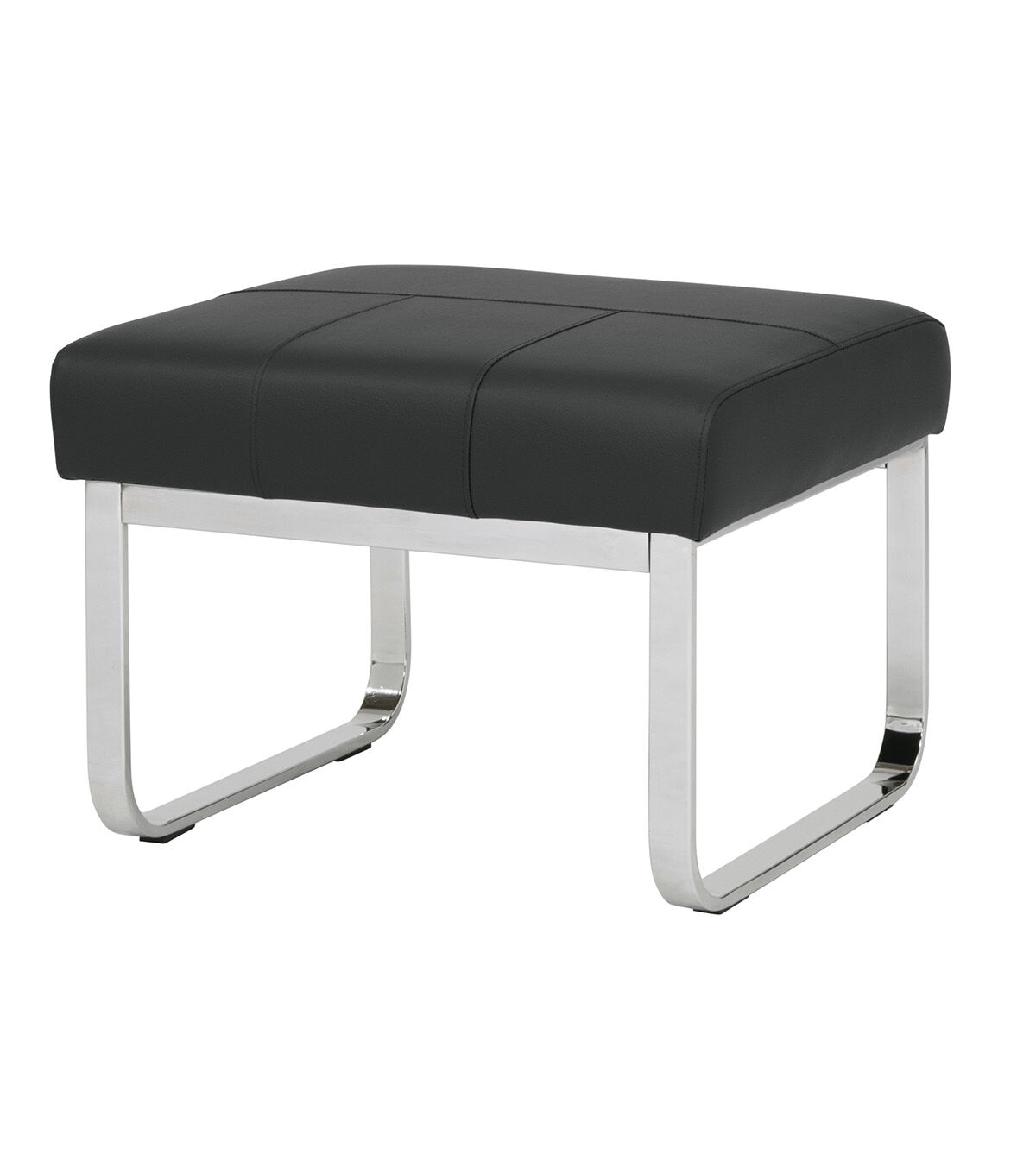Studio Designs Home Allure Rectangular Ottoman in Leather and Chrome