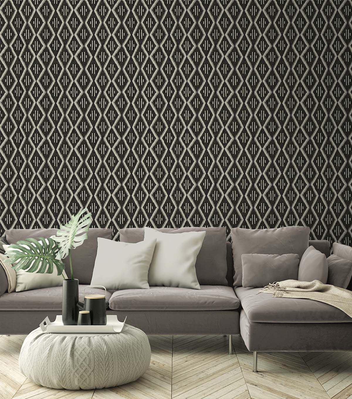 Surface Style 20.5' x 18' Noir Modern Heirloom Peel & Stick Wallpaper