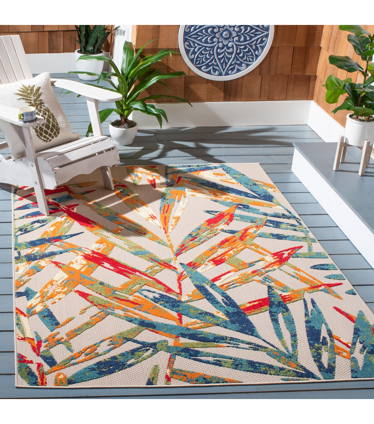 Safavieh Cabana CBN368 3' X 5' Ivory & Navy Outdoor Rug