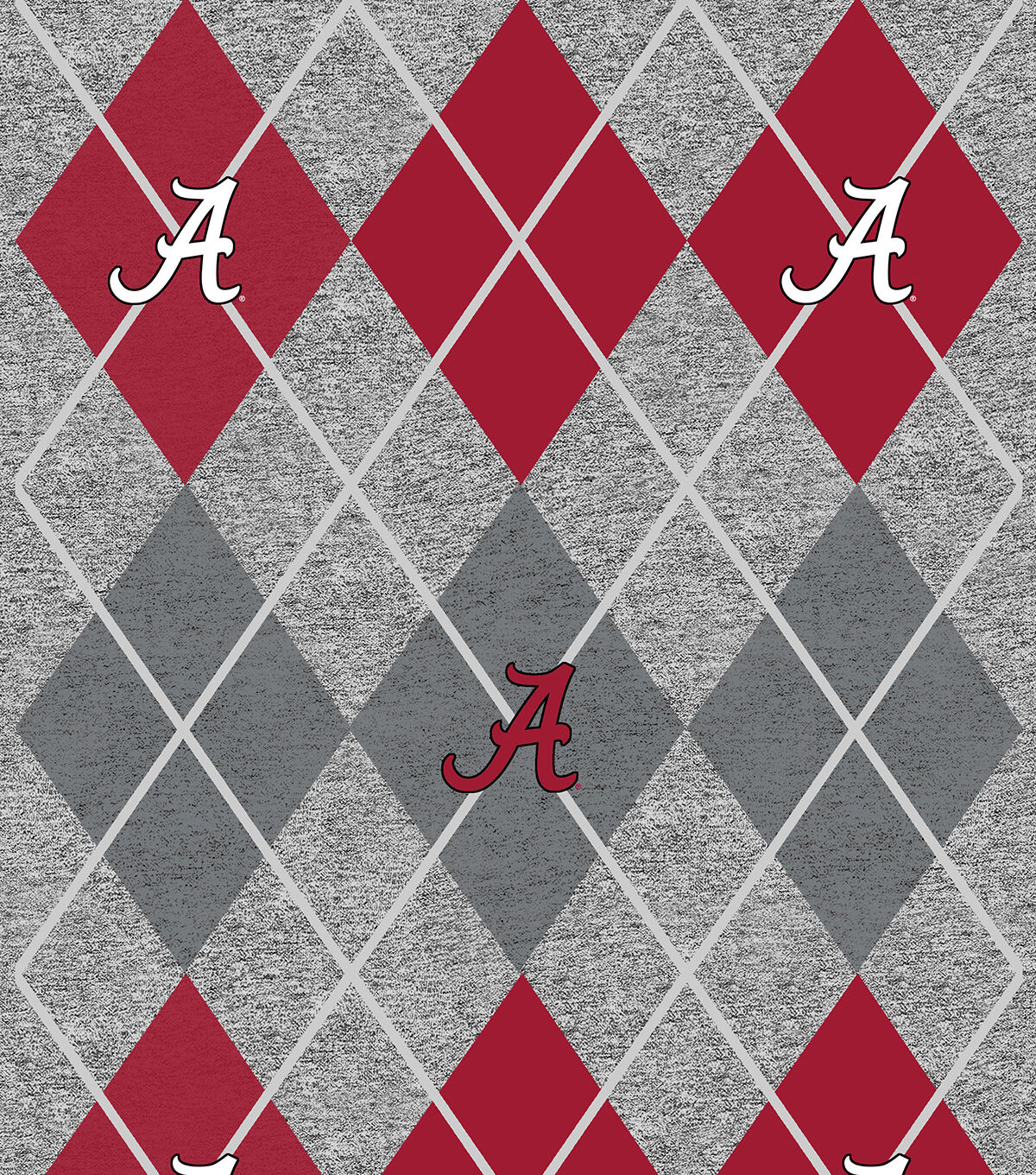 Alabama College Fleece Fabric Heather Argyle