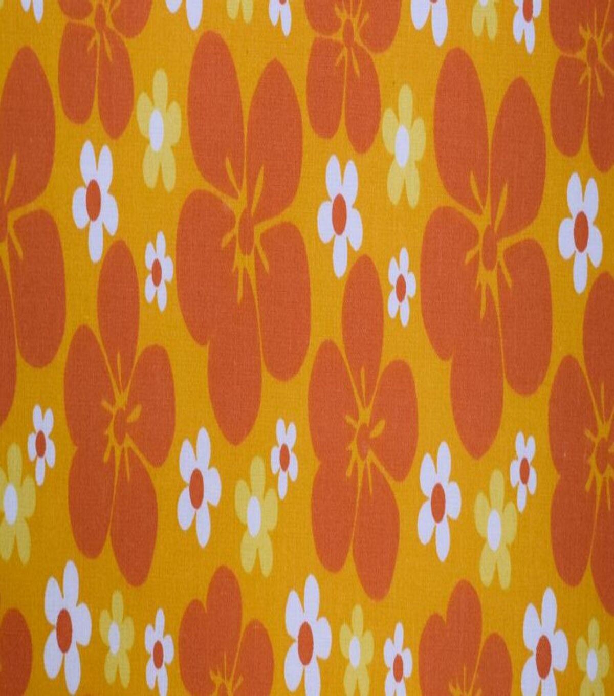 Orange & White Floral Quilt Cotton Fabric by Quilter's Showcase