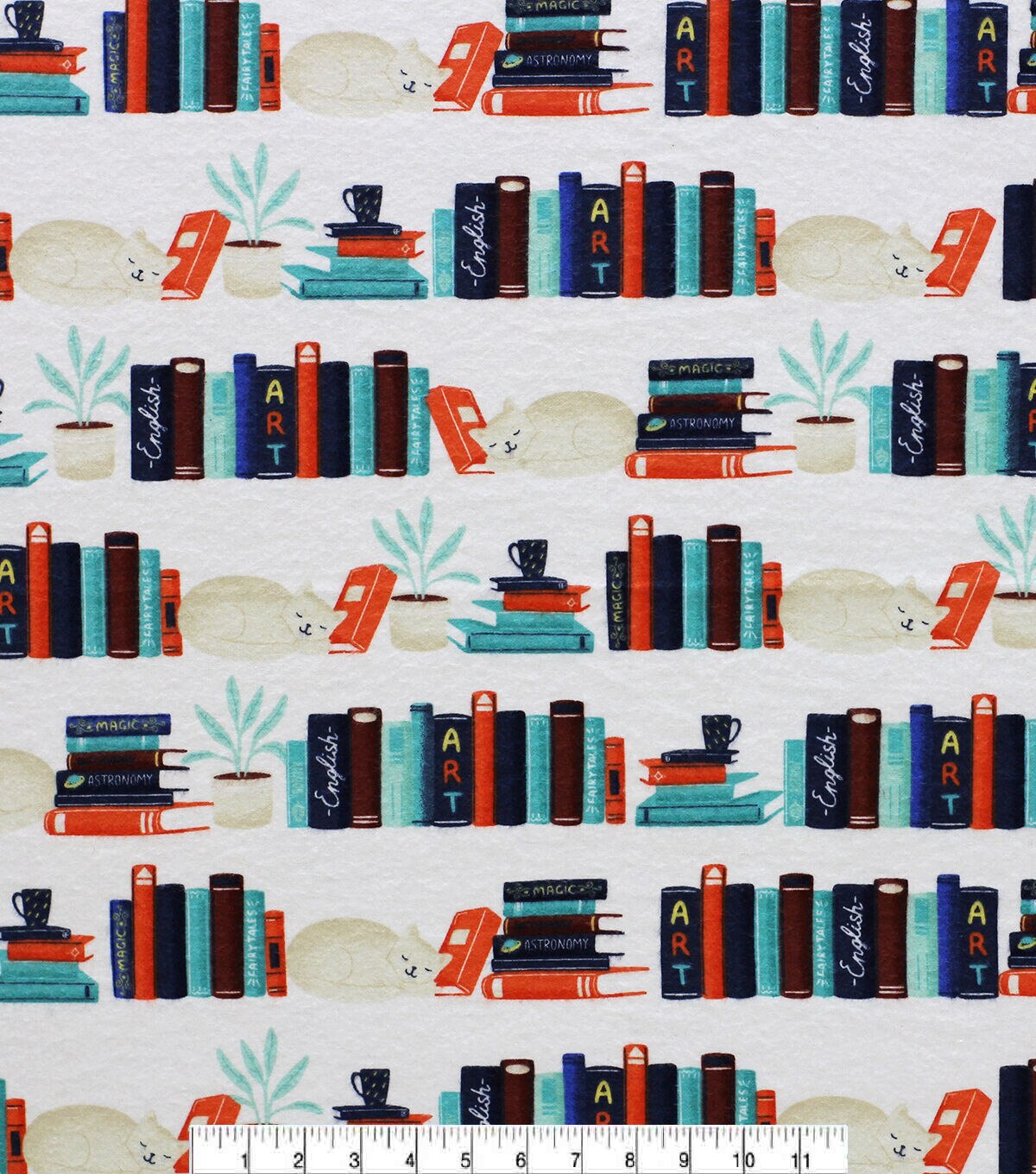 Cats & Books Super Snuggle Flannel Fabric