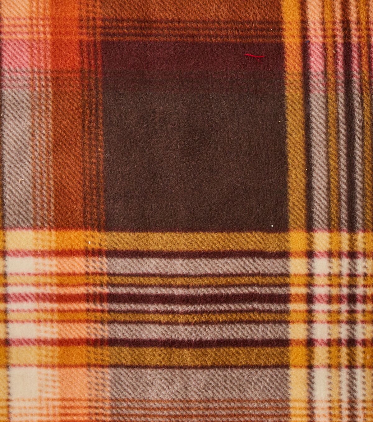 Eddie Bauer Orange & Brown Plaid Anti Pill Fleece Fabric