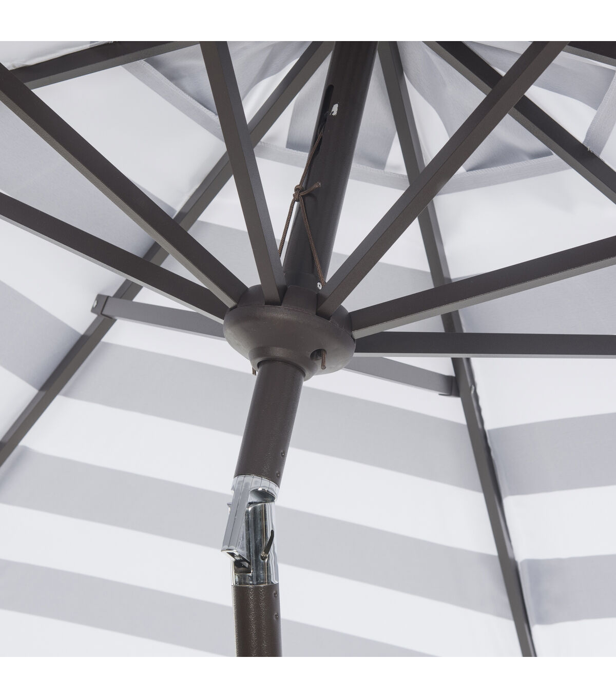 Safavieh 9' UV Resistant Black & White Auto Tilt Patio Umbrella