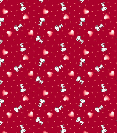 Snoopy Balloon Valentine's Day Cotton Fabric