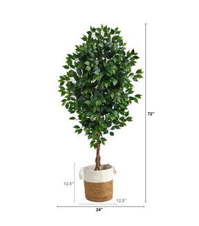 Nearly Natural 6ft. Ficus Artificial Tree Natural Jute Cotton Planter