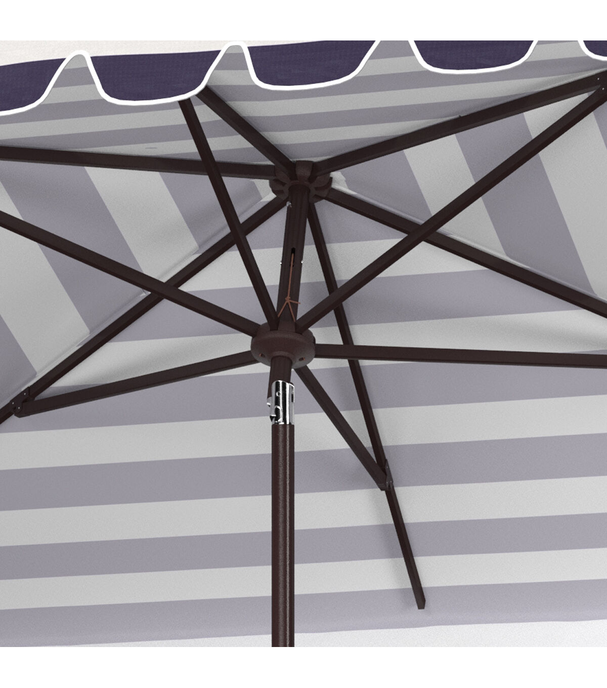 Safavieh 6.5' x 10' Vienna Black & White Crank Patio Umbrella