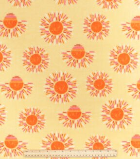 Bright Suns on Yellow Anti Pill Fleece Fabric