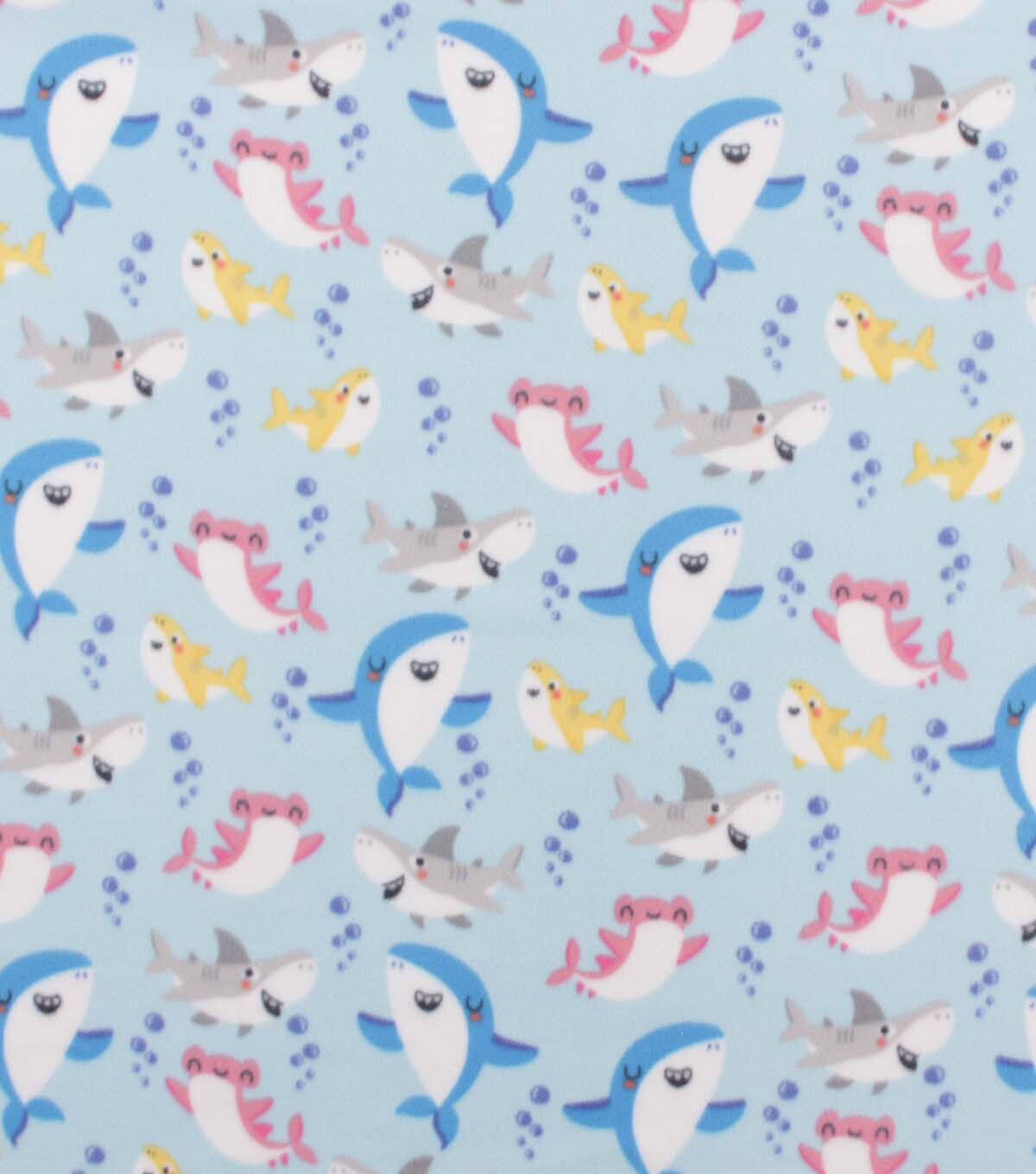 Happy Sharks Blizzard Fleece Fabric