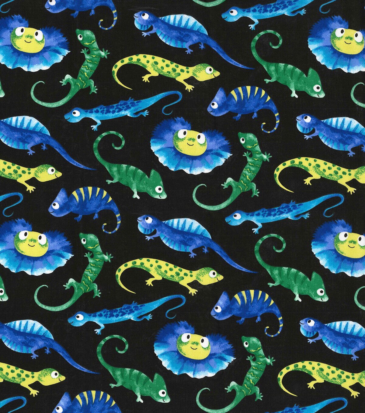 Fabric Traditions Novelty Cotton Fabric Iguanas On Black