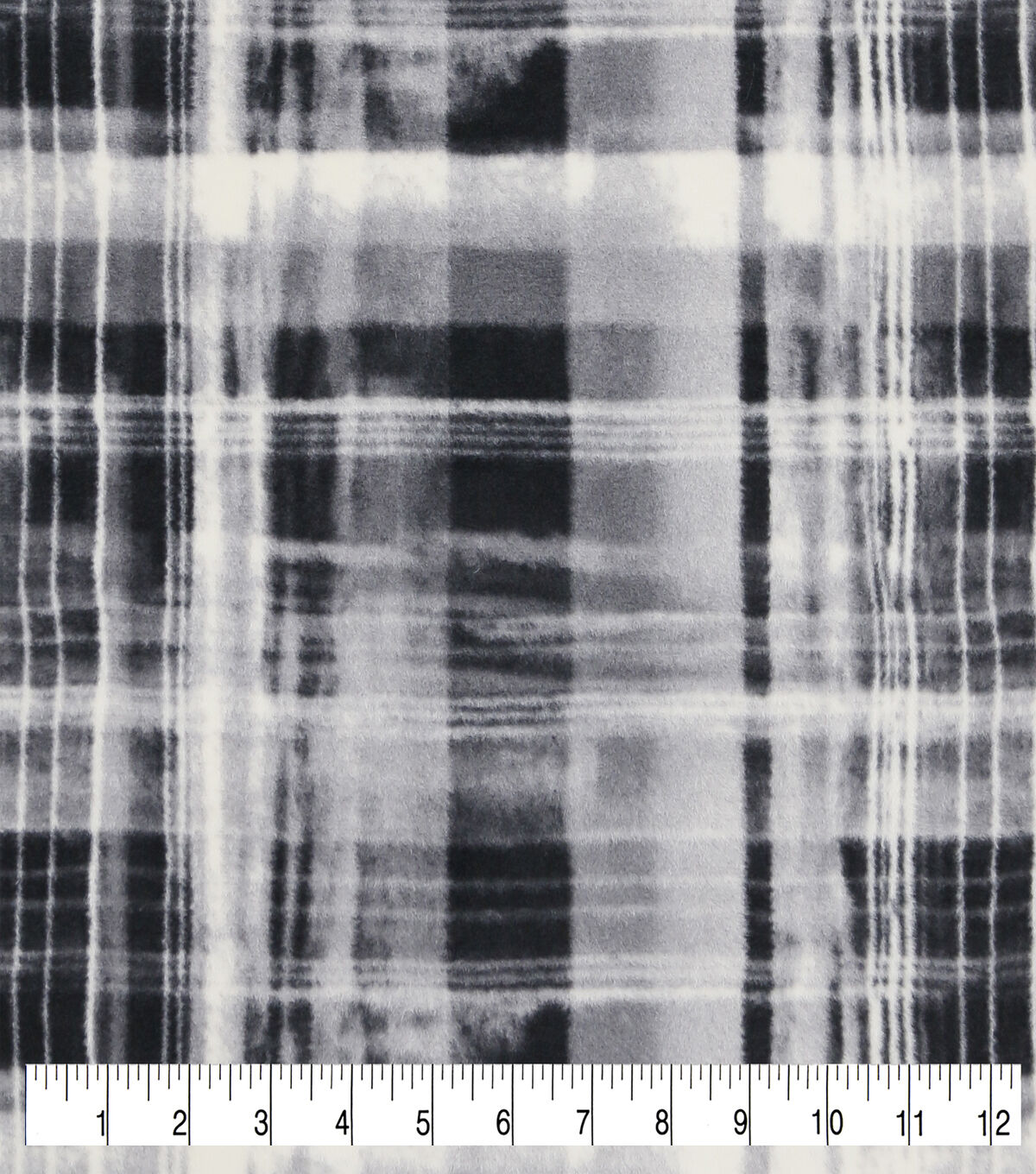 Black and White Plaid Luxe Fleece Fabric