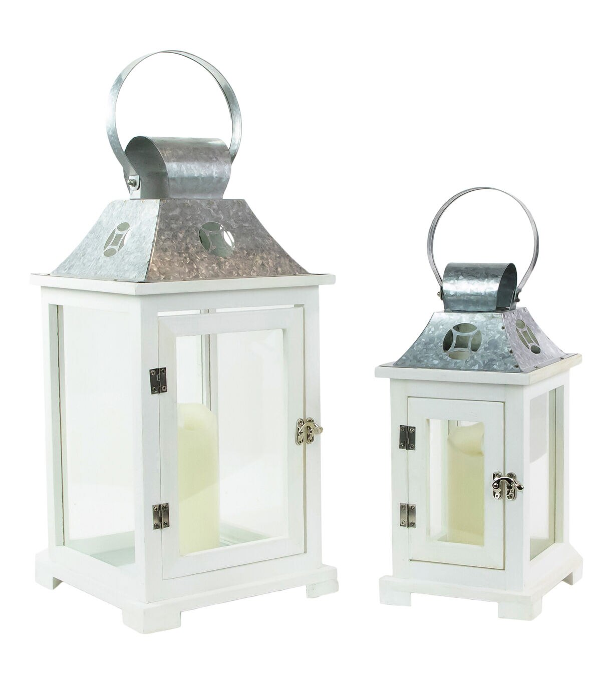 Northlight 2ct White Wood Candle Lanterns
